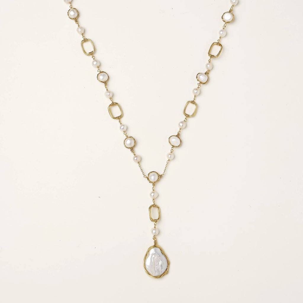 Baroque Pearl Station Necklace