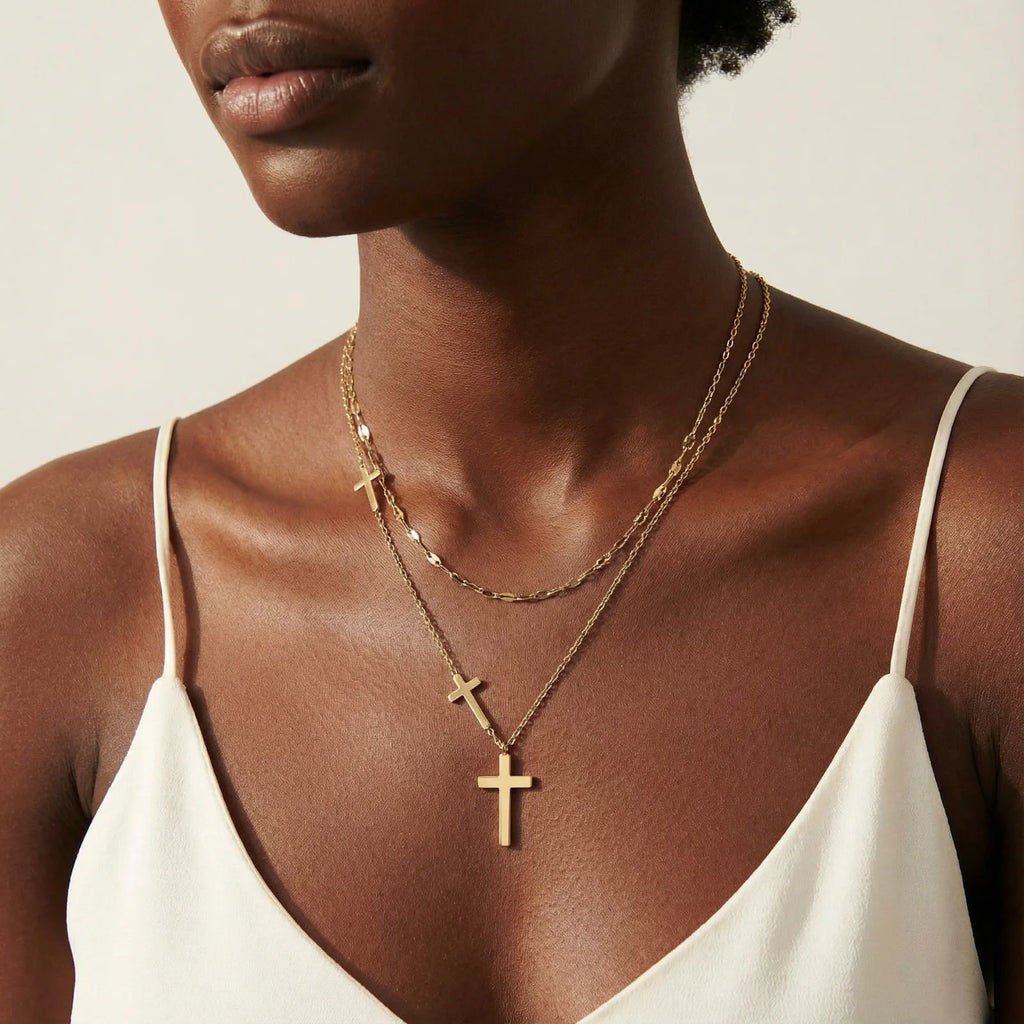 Divine Layers Cross Necklace Set