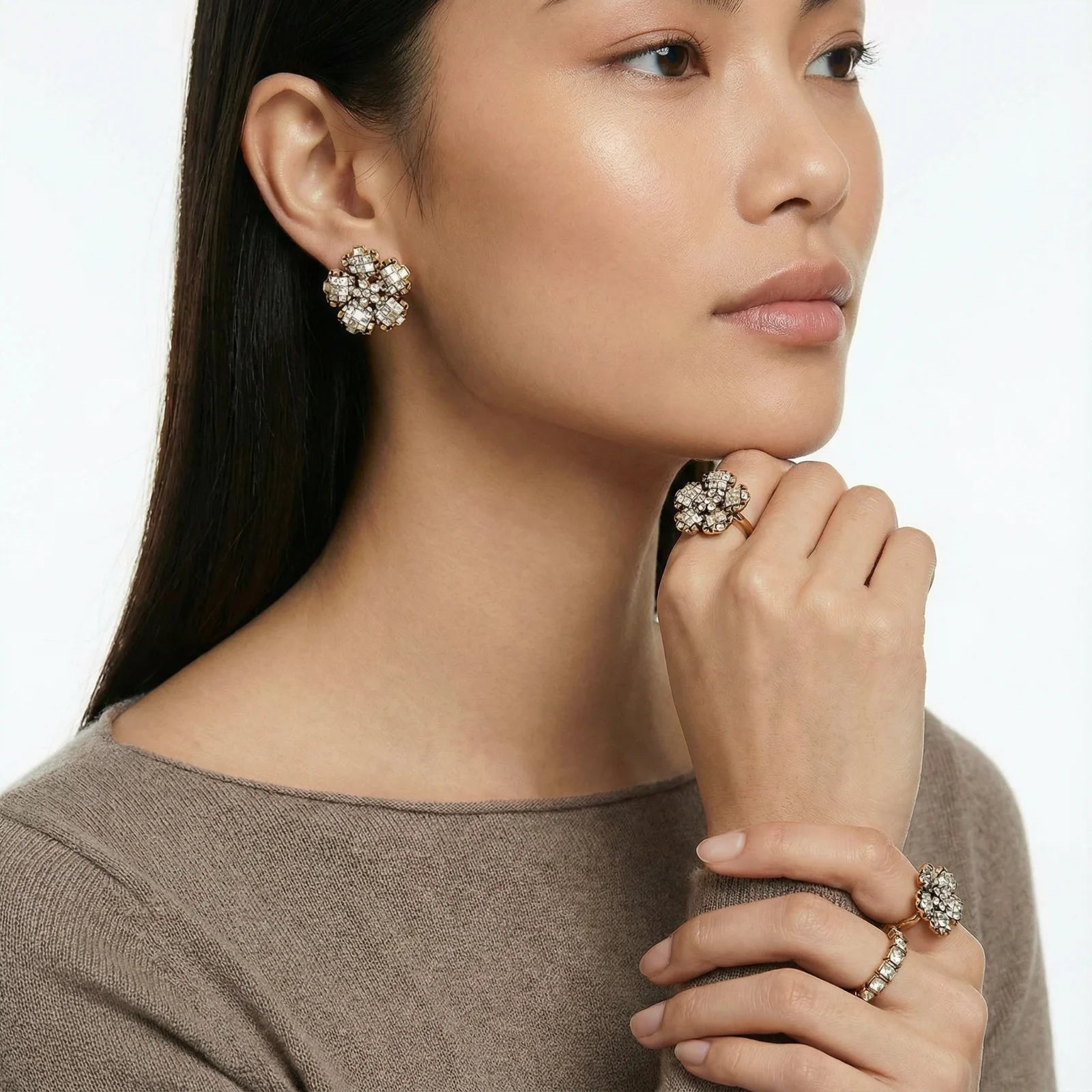 Crystal Bloom Statement Earrings